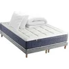 Image de Pack Matelas Ressort 7 zones + Mémoire de forme + Sommier KING STYLE + couette + oreillers Fabriqué en France 2x80 x 200 cm, Sommier Gris chiné