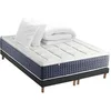 Image de Pack Matelas Ressort 7 zones + Mémoire de forme + Sommier KING STYLE + couette + oreillers Fabriqué en France 2x80 x 200 cm, Sommier Noir