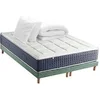 Image de Pack Matelas Ressort 7 zones + Mémoire de forme + Sommier KING STYLE + couette + oreillers Fabriqué en France 2x90 x 200 cm, Sommier Vert celadon