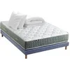 Image de Pack matelas Ressort 7 zones HYGGE + Sommier + couette + oreillers Fabriqué en France 160 x 200 cm, Sommier Bleu denim