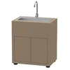 Image de Meuble cuisine extérieure taupe avec évier intégré 80 x 55 cm -