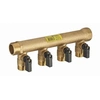 Image de Collecteur à vannes 1/4 tour monobloc mâle femelle MF3/4' (20x27), 4 départs vannes mâle M1/2' (15x21) Entraxe 50 mm - 2020M-154ET