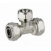 Image de Té réduit à compression pour tube multicouche - Ø 20 mm piquage au centre tube multicouche - Ø 16 mm Bague à sertir en inox - 3985-201620L1