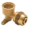 Image de Coude applique à compression pour tube PER - Ø 16 mm à visser femelle F1/2' (15x21) 2 trous pour fixation au mur - P16-81915L1