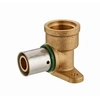 Image de Coude applique à sertir profil TH pour tube PER - Ø 16 mm à visser femelle F1/2' (15x21) 2 trous pour fixation au mur Bague à sertir en inox -