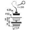 Image de Bonde de lavabo laiton avec bouchon noir D40 chromé - - 00 115300 000 00