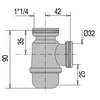 Image de Mini siphon de lavabo sortie D32 laiton nickelé mat - - 00 150300 008 00