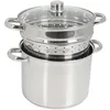 Image de Crealys 504626, Cuit-pâtes Olympe 8 litres Inox, diam. 24 cm - couvercle en verre et panier à pâtes / légumes - tous feux dont induction, Gris en occasion ou reconditionné