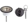 Image de Bonde de lavabo bouchon noir Ø40 mm grille inox chaînette perlée pour lavabo sans trop-plein