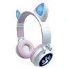 Image de Casque audio sans fil pour enfant Bluetooth avec oreilles de chat Rose et Blanc