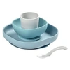 Image de , Coffret repas Silicone Bébé, Avec Ventouse, Anti-dérapant, 4 Pieces, Assiette + Bol+ Verre + Cuillere, Jungle