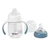 Image de , Biberon/Tasse d'apprentissage 2 en 1, Tasse Paille Enfant, 100% étanche, Anti-fuite, 210 ml - windy blue