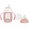Image de , Biberon verre d'apprentissage 2 en 1 210 ml + housse silicone - old pink