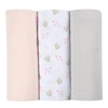 Image de Lot de 3 langes en coton Cygne/Rose