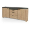 Image de Enfilade AUSTIN - 2 portes et 3 tiroirs - Décor chêne Hamilton et Sidewalk - L 203,8 x P 42 x H 87,8 cm