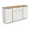 Image de Enfilade ACCESS - 4 portes + 1 tiroir - Décor chêne Hamilton et Blanc - L 160,7 x P 39,6 x H 85,6 cm -