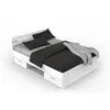 Image de Lit adulte MICHIGAN - 140 x 190 cm - Multiples rangements - Blanc