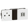 Image de - Prise 2P+T 16A + chargeur 2 USB-A précablée 5 modules - Mosaic - blanc