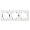 Image de Plaque carrée Dooxie - 3 postes - Entraxe 71mm - Blanc bague effet chromé