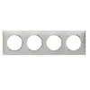 Image de Plaque carrée Dooxie - 4 postes - Entraxe 71mm - Effet aluminium