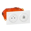 Image de Prise 2P+T 16A + 2USB 2,4A + boite encastrement Dooxie - blanc -