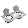 Image de Prise de sol double - 2P+T Surface rectangulaire - 16A - Avec platine - Inox brossé