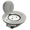 Image de Prise de sol simple - 2P+T Surface ronde - 16A - Avec platine - Inox brossé