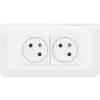 Image de Double prise terre avec plaque 2 postes Mosaic blanc Legrand