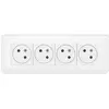 Image de Quadruple prise terre avec plaque 4 postes Mosaic blanc Legrand