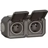 Image de - Double prise étanche précâblée avec volet Plexo 16A 250V horizontal anthracite