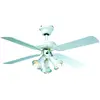 Image de Ventilateur De Plafond Réversible Farelek Maldives - Ø 107 Cm, 4 Pales Laquées Blanc + Eclairage 3 Spots 60 W E14