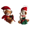 Image de ENESCO 2 décoration de sapin Petites peluches Ours en Polyester Hauteur 10 cm