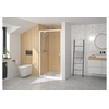 Image de Paroi douche porte pivotante SUPRA P profilé blanc verre transparent 100cm - - PA1523BTN