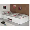 Image de Lit avec 2 tiroirs + 1 niche de rangement 90x200cm TRIBAR - Blanc - Sans matelas et sommier