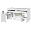 Image de Lit combiné MARCELLE - Avec Bureau et rangements - 90 x 200 cm - Blanc