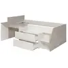 Image de Lit avec bureau et rangements - 90 x 190/200 cm - Blanc et naturel - GISELE