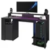 Image de Bureau gaming LED droit noir 152 x 61,5 x Hauteur 87 cm Grande zone de jeu
