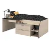 Image de Lit GISELE avec bureau et rangements inclus - 90 x 200 cm - Chêne et Noir