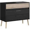 Image de Commode 3 tiroirs AALBORG noir chêne 90,8x39,9x77,5 cm