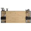 Image de Tête de Lit avec étageres + chevets intégrés - Décor chene et noir - L 255 x P 36 x H 103 cm - WHITE