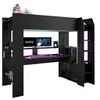 Image de Lit mezzanine combiné enfant LED Gamer ONLINE - 90 x 200 cm - Noir mat - Sommier inclus