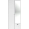 Image de - Armoire VARIA - Décor blanc - 2 portes battantes + 1 miroir + 2 tiroirs