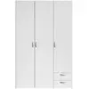Image de - Armoire VARIA - Décor blanc - 3 portes + 2 tiroirs - L 120 x H 185 x P 51 cm