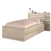 Image de Lit enfant ESCALE 90x190/200 cm - Décor chêne - Tête de lit + 2 tiroirs - L121,5 x H88,6 x P216,8 cm