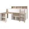 Image de Lit combiné 90 x 200 cm avec bureau et rangements - Blanc et naturel - APOLINO