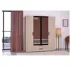 Image de Armoire VARIA INDUS 4 portes miroir 2 tiroirs chêne/noir