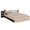 Image de lit adulte horn avec tiroir de rangement - 140 x 190/200 cm - décor chene et noir -