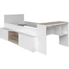 Image de Lit combiné 90 x 190/200 cm avec bureau et rangements - Blanc et naturel - JOCHIANE