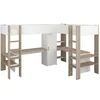 Image de Double lit mezzanine d'angle 2 x 90 x 200 cm - Avec rangements et bureaux - Blanc et naturel - LASCANO