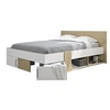 Image de DIAGONE Lit adulte avec tiroirs de rangement - Chene et blanc - 140 x 190 - SWIVEL